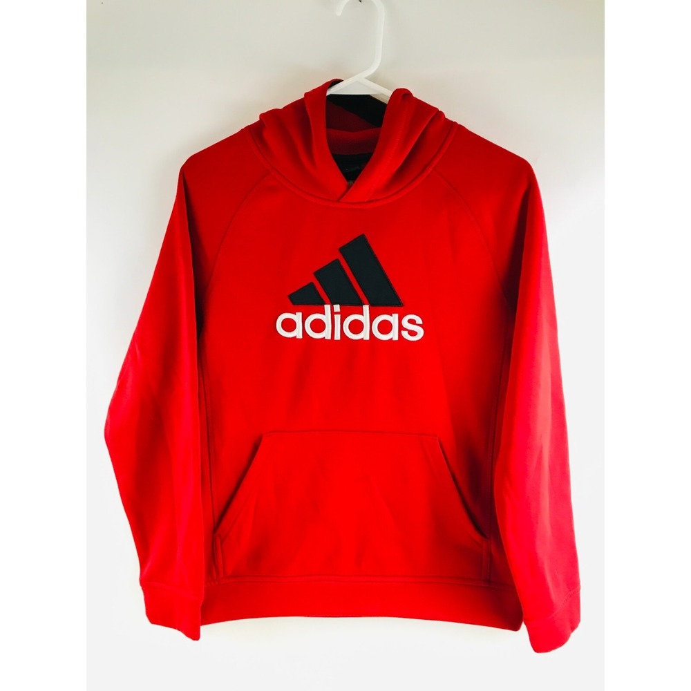 Adidas Hooded Jacket, Youth Size Large, Red, Climawarm, Pullover